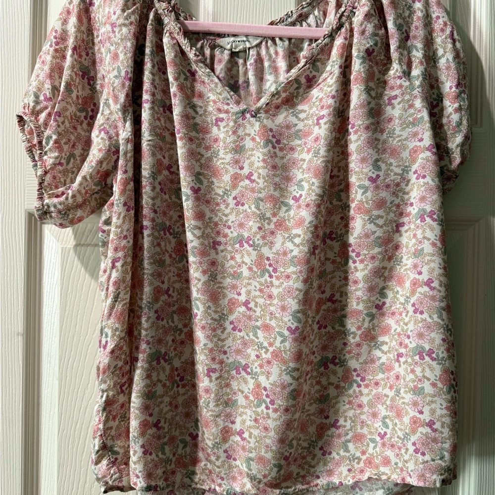 Lucky Brand Floral Blouse in Pink and Cream